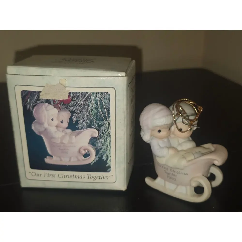 Precious Moments Our First Christmas Together Sleigh Ornament 1993 530506